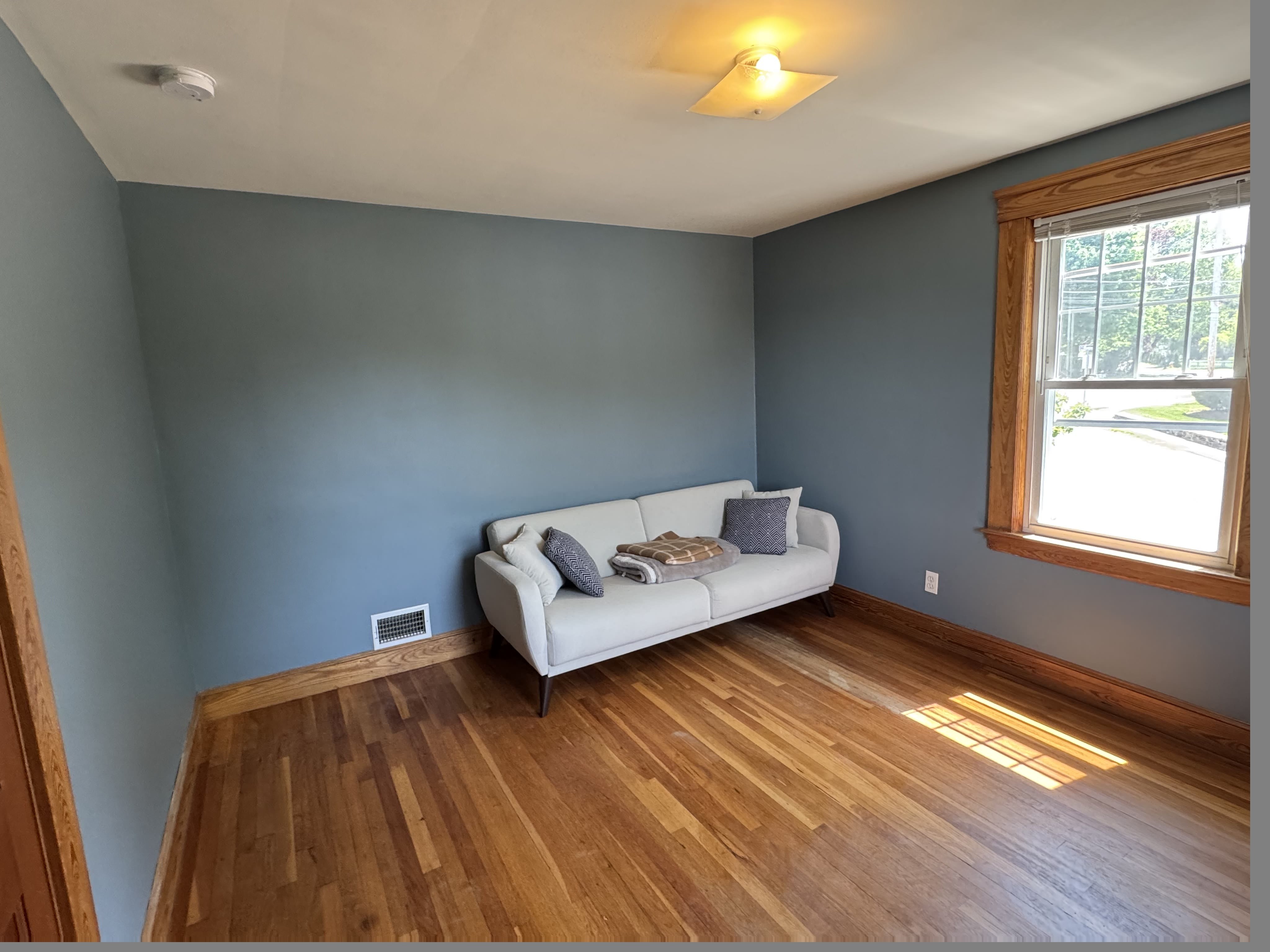 Interior walls in a custom blue-gray